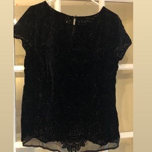 LOFT Size M Womens Black Cap Sleeve Blouse Top
